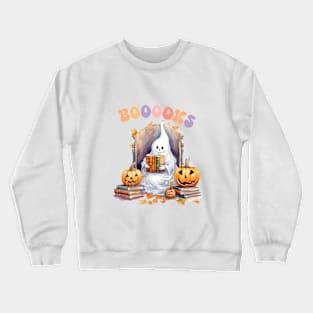 Funny Halloween Cute Ghost Book Reading School Teacher Crewneck Sweatshirt